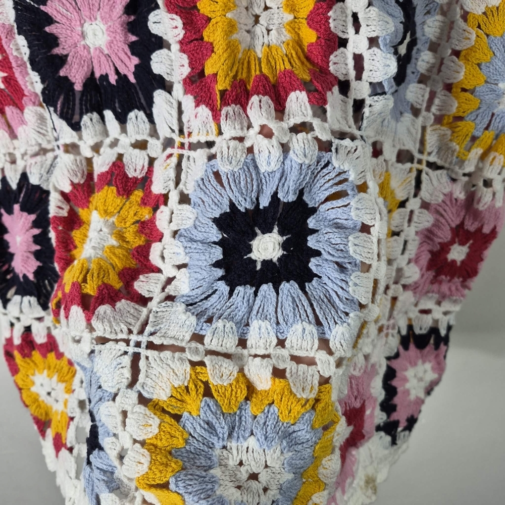 Vintage Colorful Crochet Sleeveless Top Size M - Picture 4 of 6